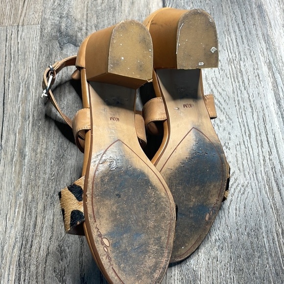 Halogen Leopard Print and Tan heeled open toe strappy sandal, size 8.5 - Picture 9 of 10